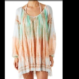 Juliet Dunn London Tunic Dress One Size Aqua/rust